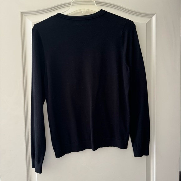 CALVIN KLEIN Black Sweater Cardigan Top Gold Buttons Women’s Size M - Picture 2 of 4